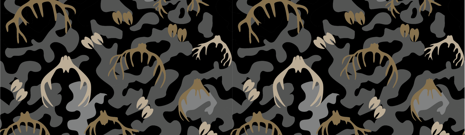 antlers and hooves on a camo  background