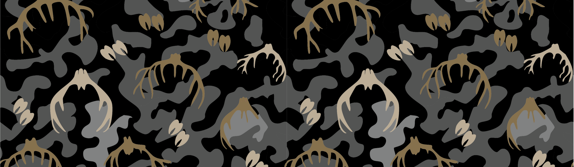 antlers and hooves on a camo  background