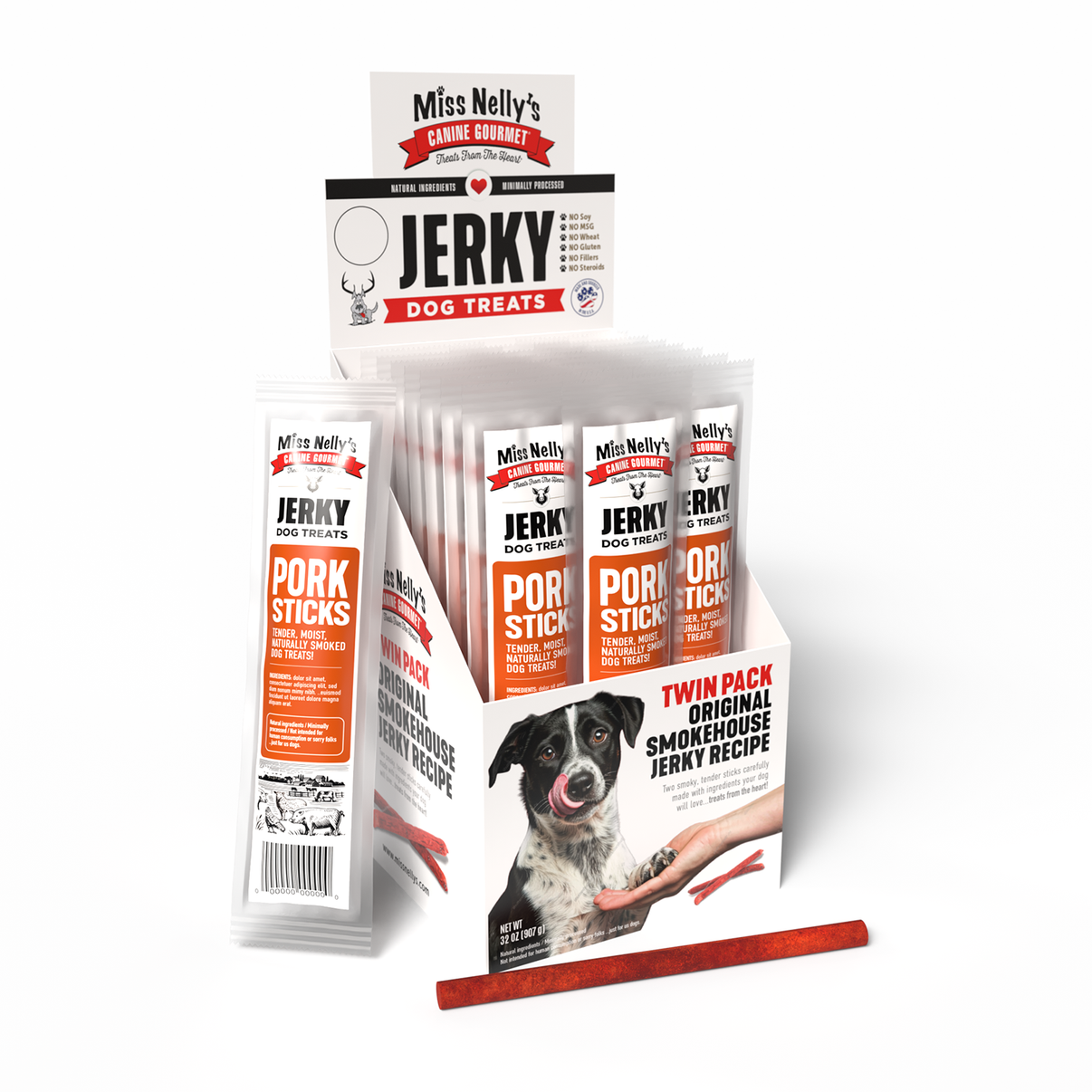 Miss Nelly’s Pork jerky dog treats twin pack 